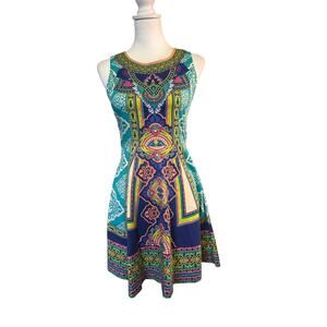Flying tomato colorful abstract art design dress womens small